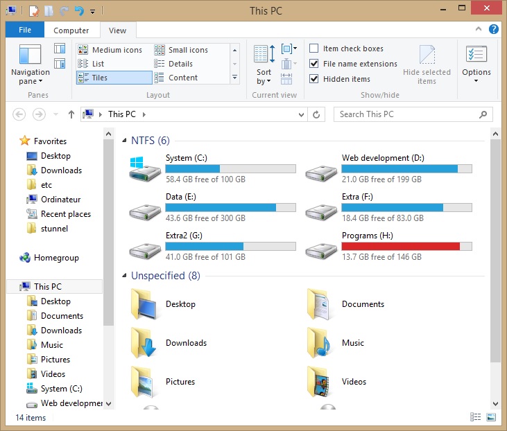 تنظیمات نمایش فایل ها در ویندوز 8