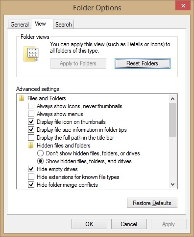 تنظیمات نمایش فایل ها در ویندوز 8 - قسمت دوم