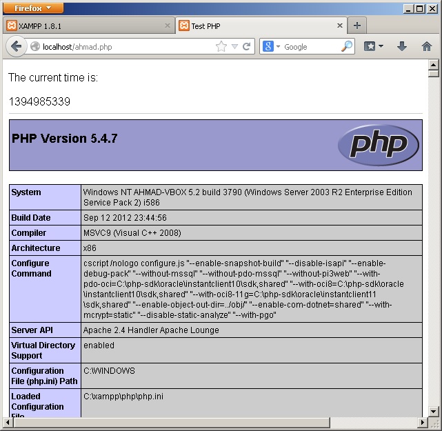اجرای کد PHP که نوشتیم